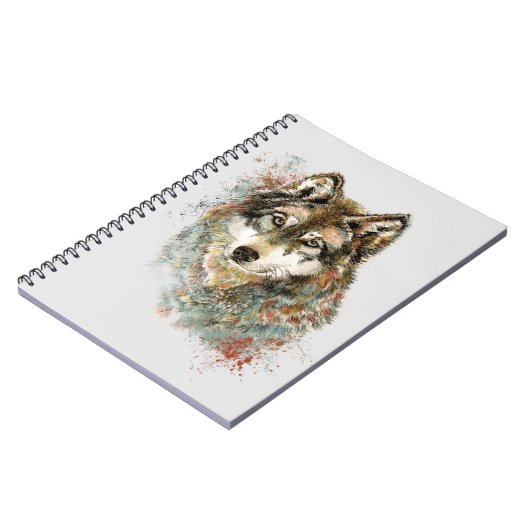 Waterverf Grijze Wolf Natuur in het wild Notitieboek (Linkerzijde)