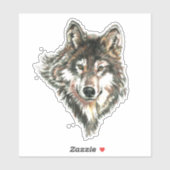 Waterverf Grijze Wolf Natuur in het wild Sticker (Vel)