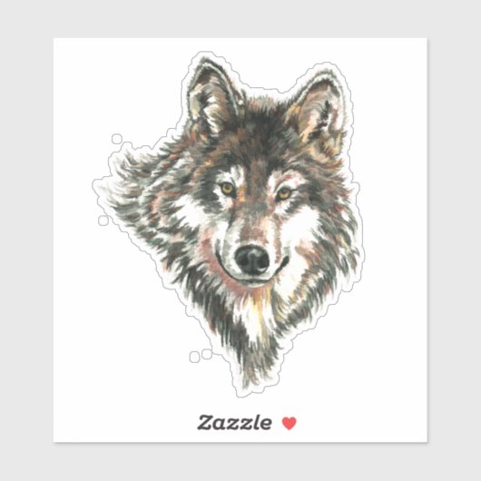 Waterverf Grijze Wolf Natuur in het wild Sticker (Vel)