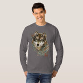Waterverf Grijze Wolf Natuur in het wild T-shirt (Voorkant volledig)