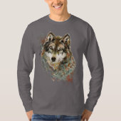 Waterverf Grijze Wolf Natuur in het wild T-shirt (Voorkant)