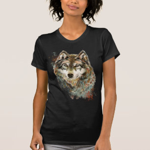 Waterverf Grijze Wolf Natuur in het wild T-shirt