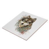 Waterverf Grijze Wolf Natuur in het wild Tegeltje (Zijkant)