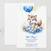Waterverf Grijze Wolf Pup Baby shower Invitation Kaart (Voorkant / Achterkant)