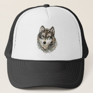 Waterverf Grijze Wolven Wildlife Natuur Art Trucker Pet