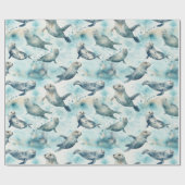 Waterverf grijze zeehond cadeaupapier (Vlak)