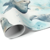 Waterverf grijze zeehond cadeaupapier (Rol Hoek)