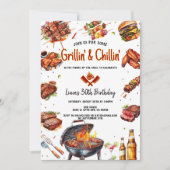 Waterverf Grill & Chill BBQ Verjaardagsfeest Kaart (Voorkant)
