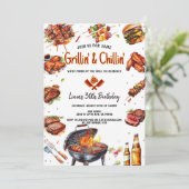 Waterverf Grill & Chill BBQ Verjaardagsfeest Kaart (Staand voorkant)
