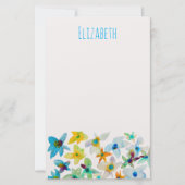 Waterverf grillige blauwe bloemen briefpapier (Voorkant)