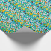 Waterverf grillige blauwe bloemen cadeaupapier (Hoek)