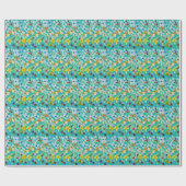 Waterverf grillige blauwe bloemen cadeaupapier (Vlak)