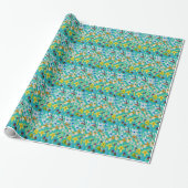 Waterverf grillige blauwe bloemen cadeaupapier (Uitgerold)