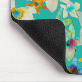 Waterverf grillige blauwe bloemen muismat (Hoek)