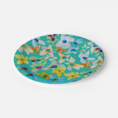 Waterverf grillige blauwe bloemen papieren bordje (Gekanteld)