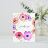 Waterverf grillige bloemen bruiloft dank u briefkaart (Staand voorkant)