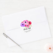 Waterverf grillige bloemen bruiloft dank u ronde sticker (Envelop)