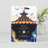 Waterverf grillige circusverjaardag kaart (Staand voorkant)