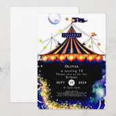 Waterverf grillige circusverjaardag kaart (Voorkant / Achterkant)