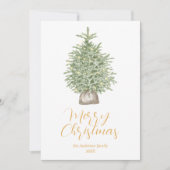 Waterverf grillige goudboom vrolijk kerstfeest feestdagenkaart (Voorkant)