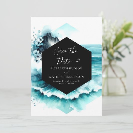 Waterverf grillige nautische bruiloft save the date (Staand voorkant)