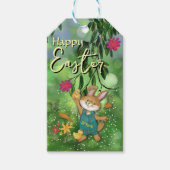 Waterverf grillige paashaas cadeaulabel (Voorkant)