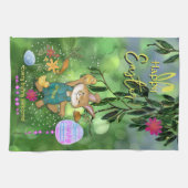 Waterverf grillige paashaas theedoek (Horizontaal)