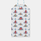 Waterverf grillige rode huis sneeuwbomen to-from cadeaulabel (Achterkant)