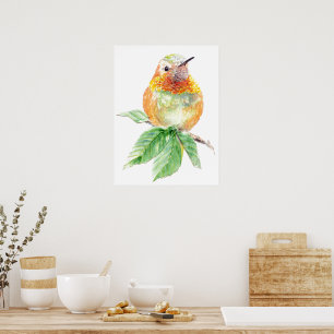 Waterverf grillige Rufous Hummingbird attitude Poster