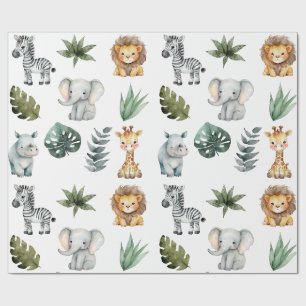 Waterverf grillige Schattige Baby Safari Dieren Cadeaupapier