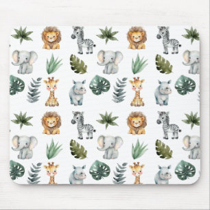 Waterverf grillige Schattige Baby Safari Dieren Muismat