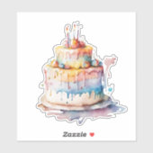 Waterverf grillige verjaardagstaart sticker (Vel)