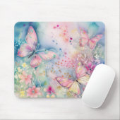 Waterverf grillige vlinders en bloemen muismat (Met muis)