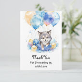 Waterverf grillige Wolf Cub Baby shower Bedankkaart (Staand voorkant)