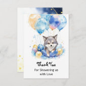Waterverf grillige Wolf Cub Baby shower Bedankkaart (Voorkant / Achterkant)