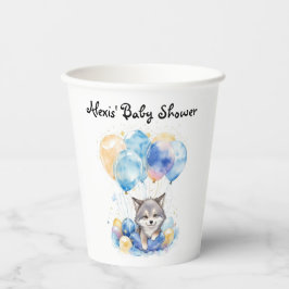Waterverf grillige Wolf Cub Baby shower Papieren Bekers