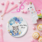 Waterverf grillige Wolf Cub Baby shower Papieren Bordje (Feest)