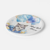 Waterverf grillige Wolf Cub Baby shower Papieren Bordje (Gekanteld)
