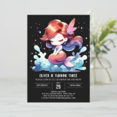 Waterverf grillige zeemeermin verjaardag kaart (Staand voorkant)