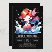 Waterverf grillige zeemeermin verjaardag kaart (Voorkant / Achterkant)