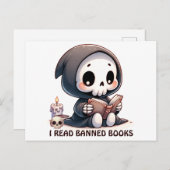 Waterverf Grim Reaper boek liefhebber Briefkaart (Voorkant / Achterkant)