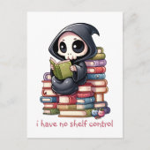Waterverf Grim Reaper boek liefhebber Briefkaart (Voorkant)
