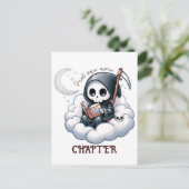 Waterverf Grim Reaper boek liefhebber Briefkaart (Staand voorkant)
