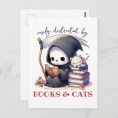 Waterverf Grim Reaper boek liefhebber Briefkaart (Voorkant / Achterkant)