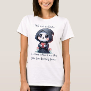 Waterverf Grim Reaper boek liefhebber T-shirt