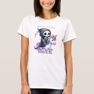 Waterverf Grim Reaper boek liefhebber T-shirt