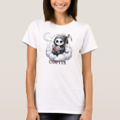 Waterverf Grim Reaper boek liefhebber T-shirt (Voorkant)