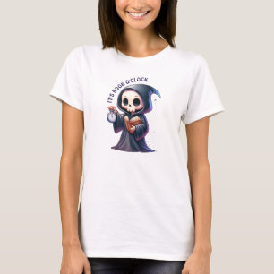 Waterverf Grim Reaper boek liefhebber T-shirt