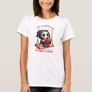 Waterverf Grim Reaper boek liefhebber T-shirt