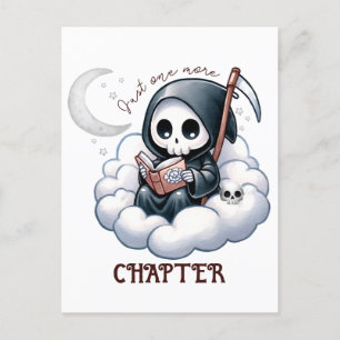 Waterverf Grim Reaper Boekenliefhebber Briefkaart